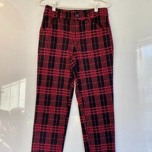 Black & Raspberry Plaid Dress Pants